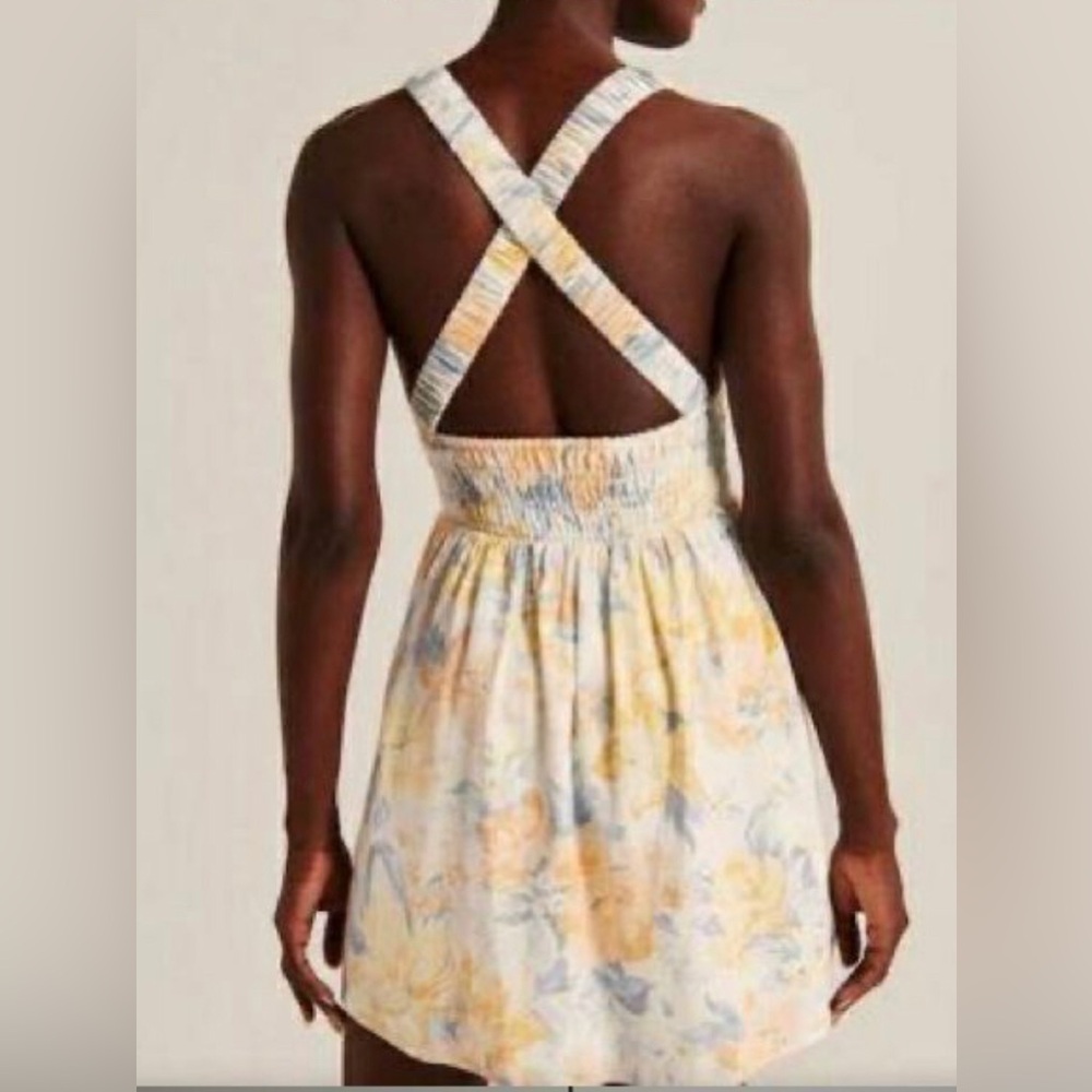 Abercrombie linen romper floral pastel vneck sleeveless watercolor dress - Picture 5 of 11